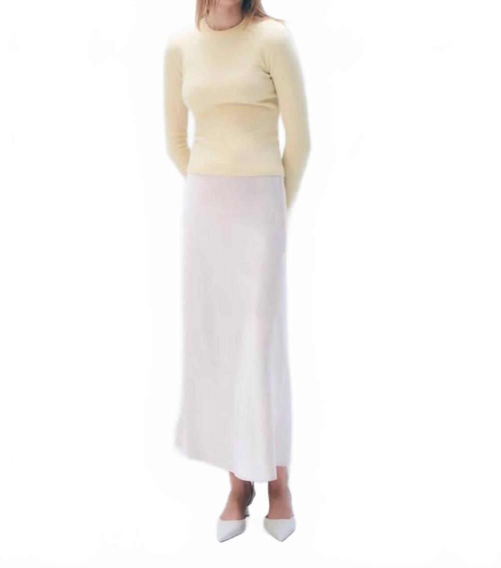NEW WHITE + WARREN cashmere fitted crewneck sweater in lemonade